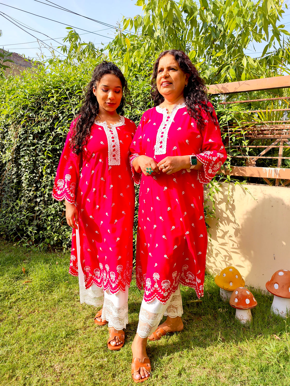Magenta Embroidered Cotton Stitched Co-Ord Set