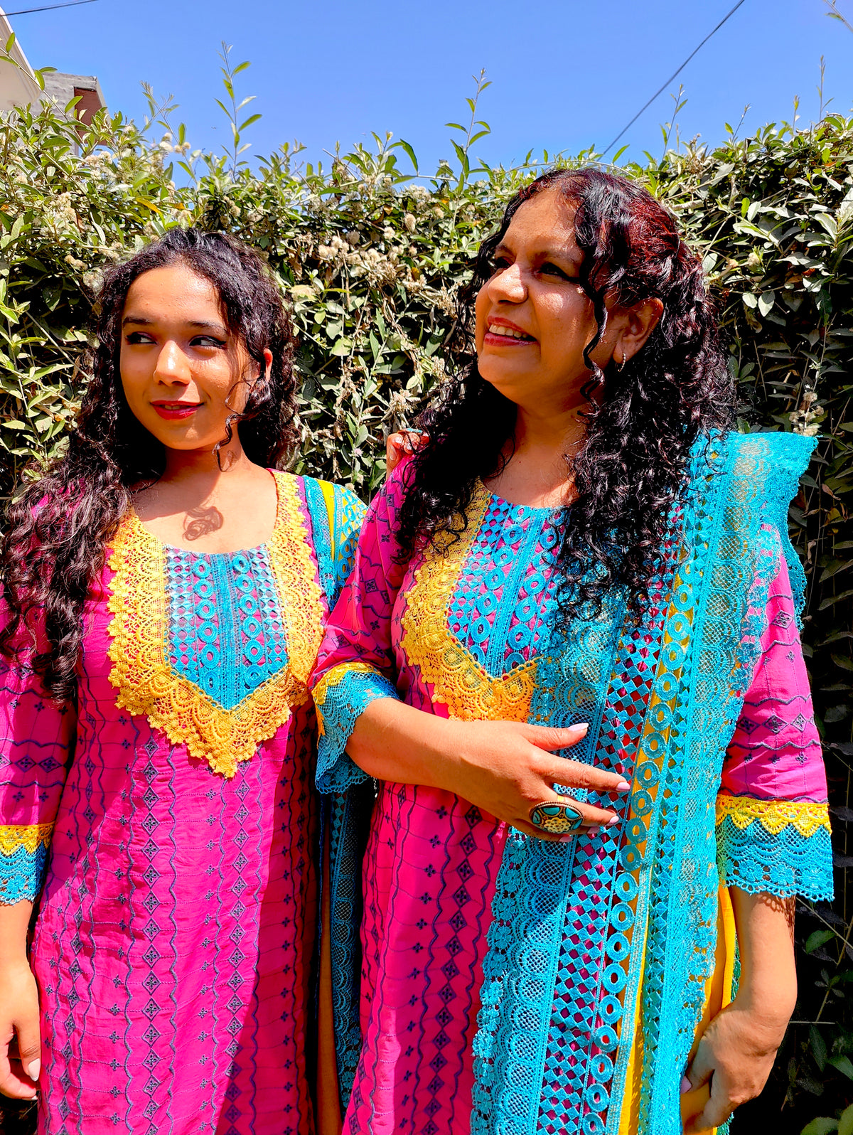 Magenta Embroidered Cotton Stitched Suit Set