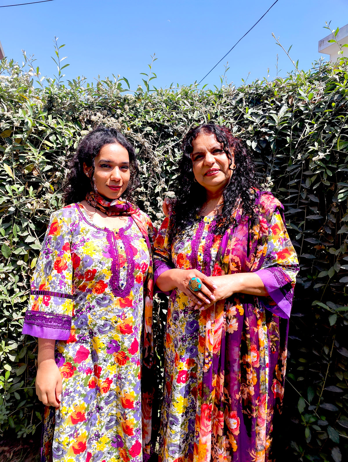 Purple Floral Handblock Cotton Stitched Suit Set