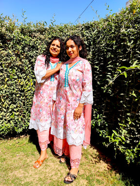 Pink Pakistani Digital Printed Embroidered Cotton Stitched Suit Set