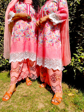 Multi Floral Pakistani Digital Printed Embroidered Cotton Stitched Suit Set