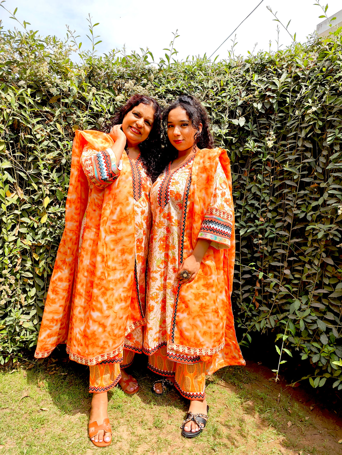 Orange Floral Multi Embroidered Stitched Suit Set