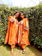 Orange Floral Multi Embroidered Stitched Suit Set