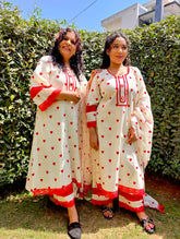Cream Heart Embroidered Mirror Stitched Suit Set