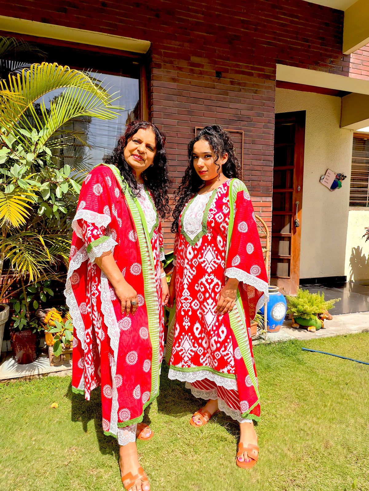 Red Digital Printed Cotton Stitched Suit Set