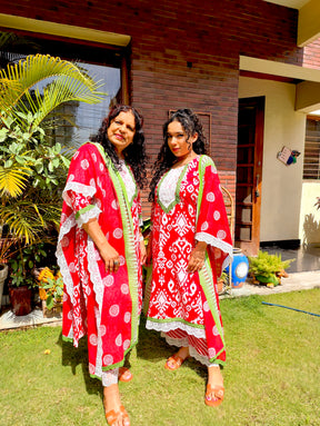Red Digital Printed Cotton Stitched Suit Set