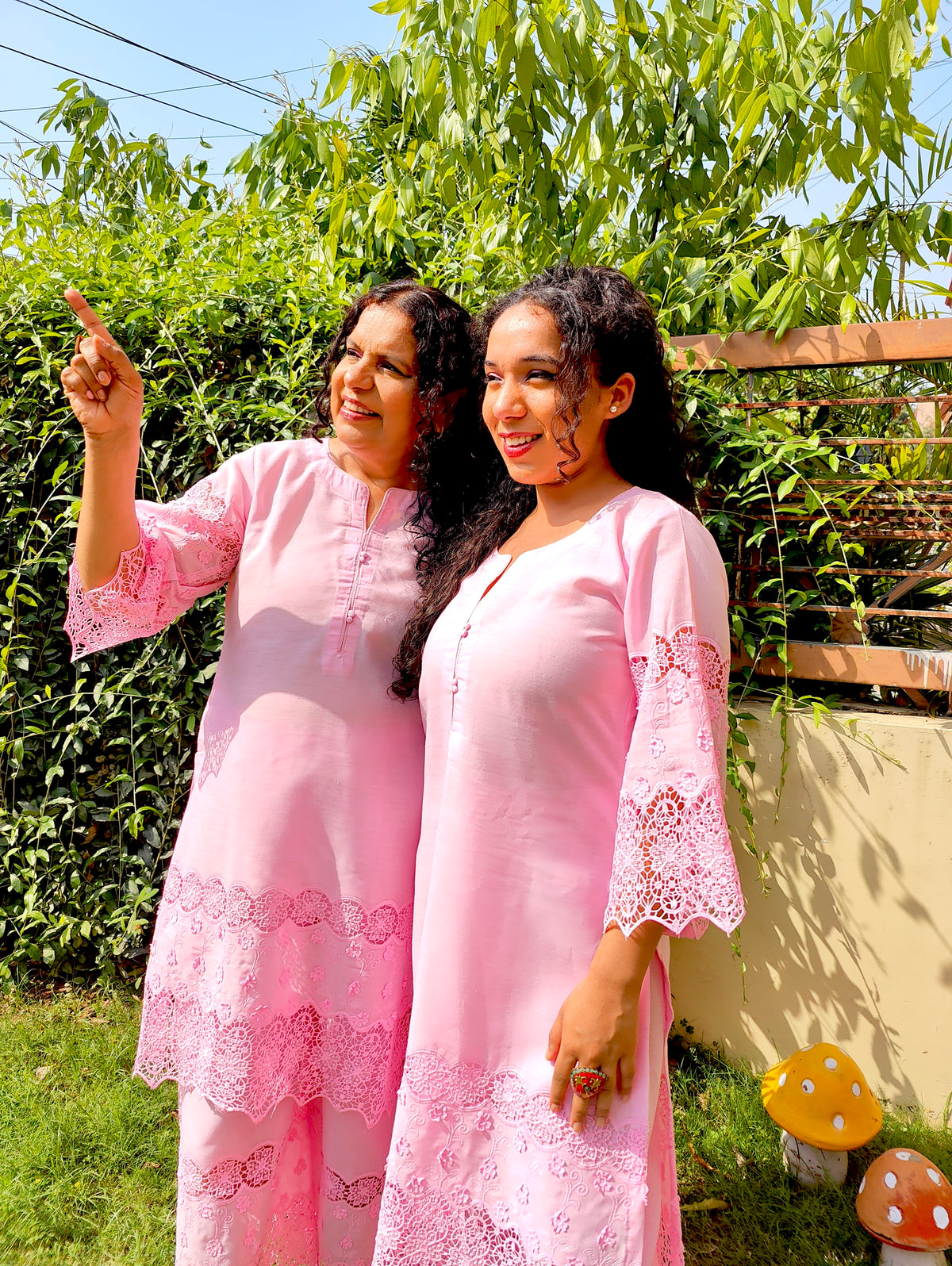 Pink Embroidered Cotton Stitched Co-Ord Set