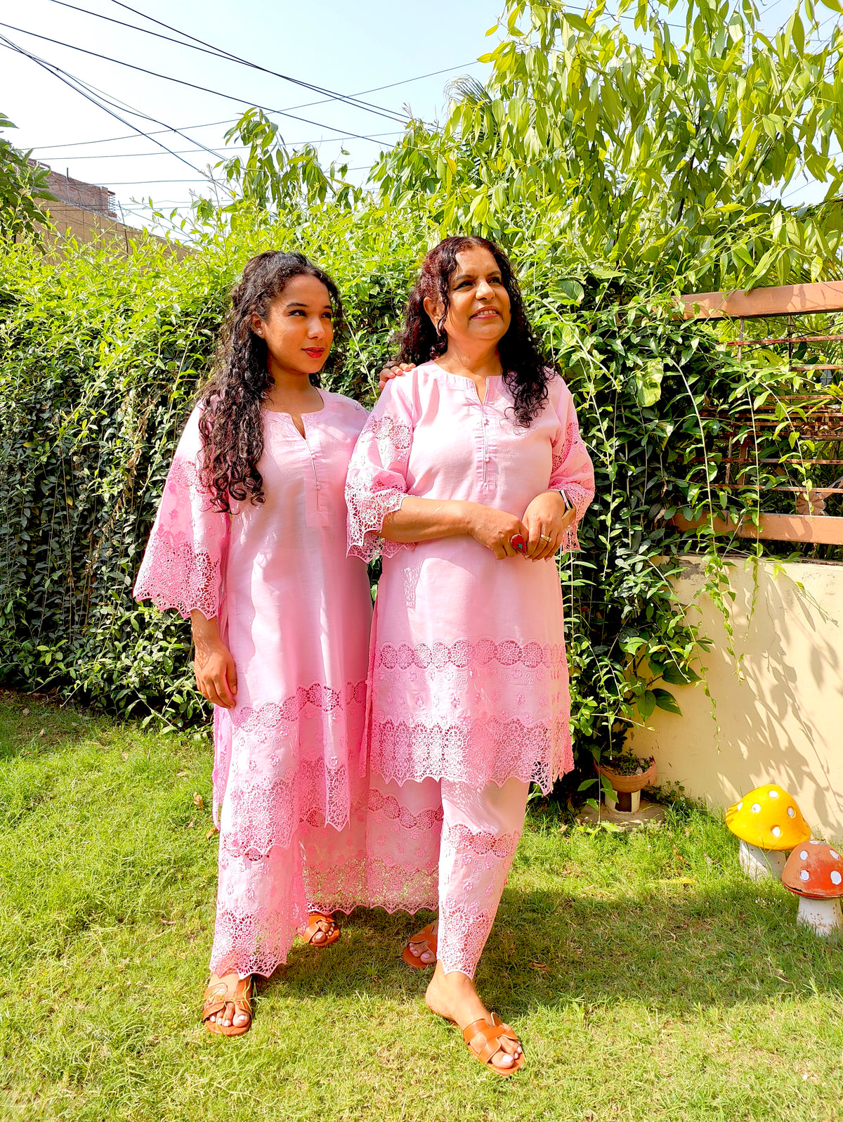Pink Embroidered Cotton Stitched Co-Ord Set