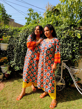 Blue Digital Printed Cotton stitched Co-Ord Set