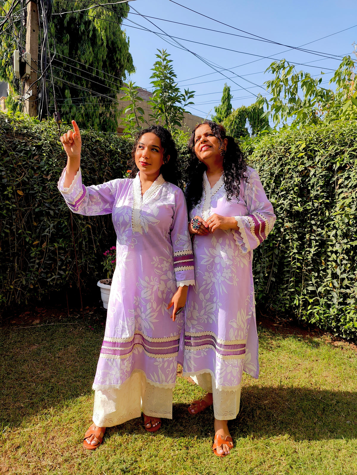 Purple Lilac Handblock Cotton Stitched Co-Ord Set