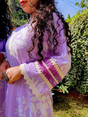 Purple Lilac Handblock Cotton Stitched Co-Ord Set