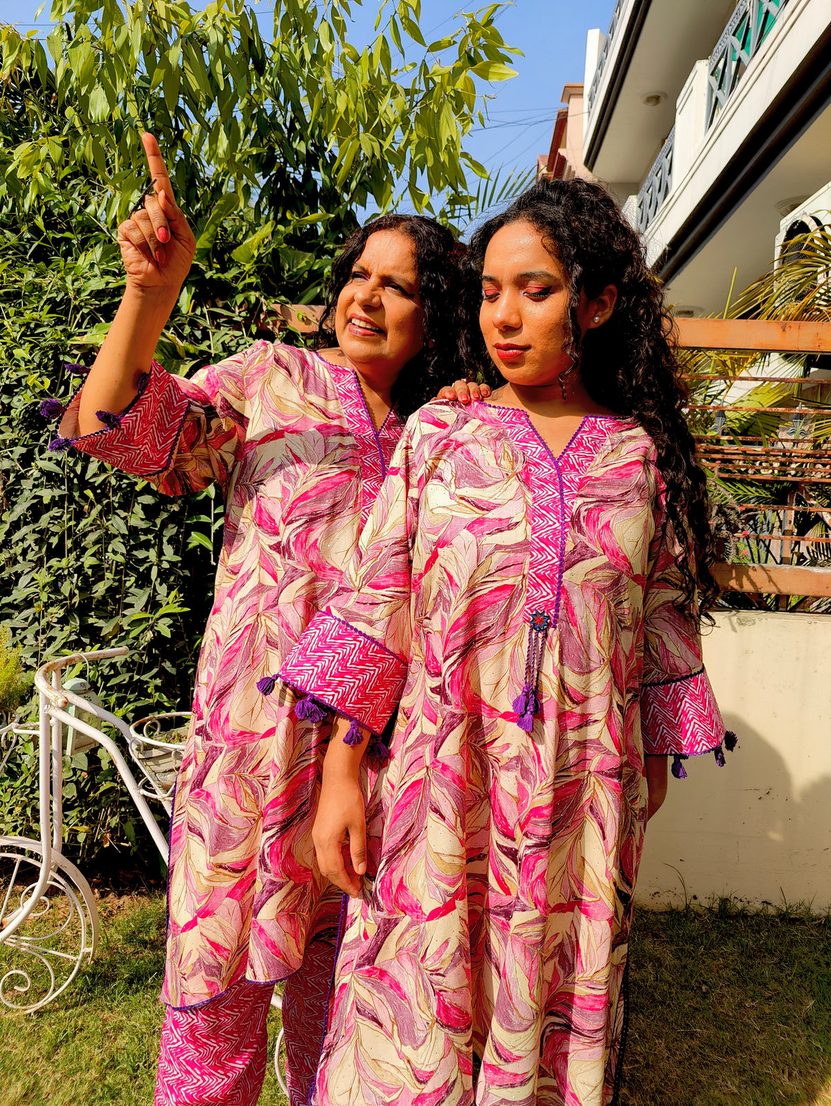 Purple Multi-coloured Cotton Stitched Co-Ord Set