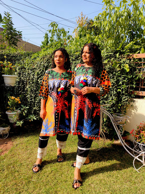 Multi-coloured Digital Printed Cotton Stitched Co-Ord Set