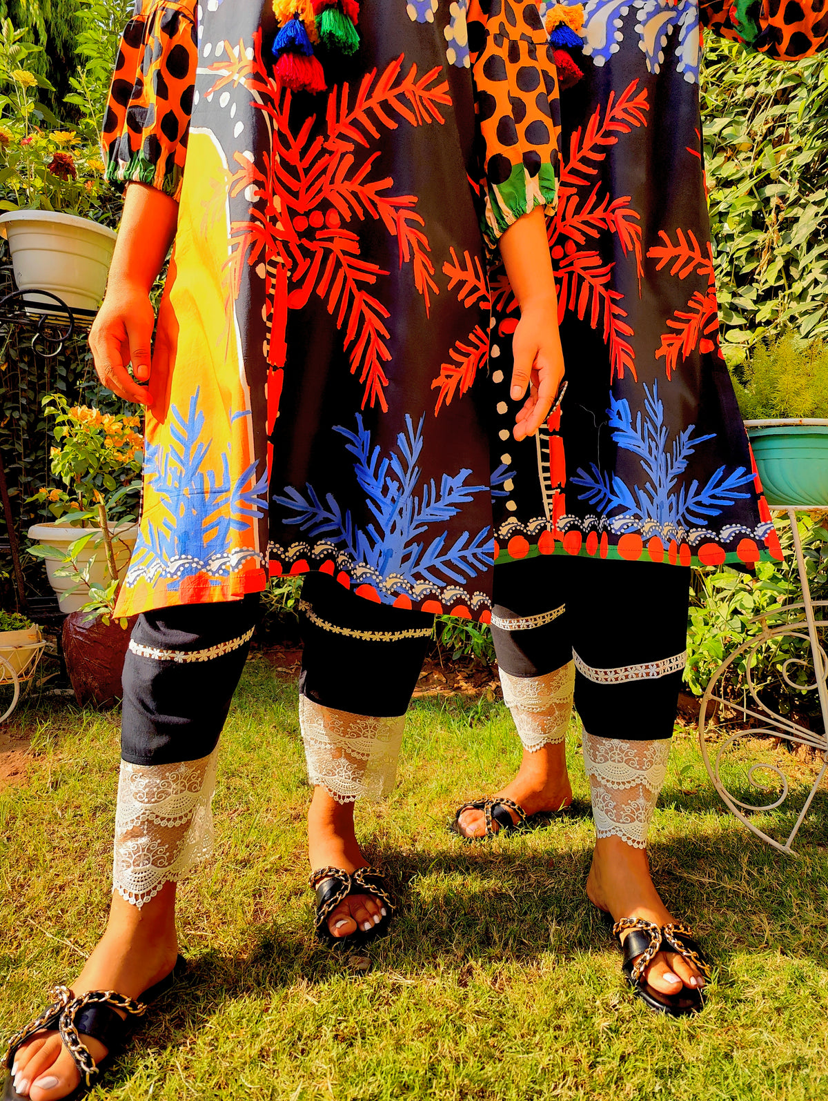 Multi-coloured Digital Printed Cotton Stitched Co-Ord Set