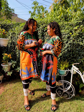 Multi-coloured Digital Printed Cotton Stitched Co-Ord Set