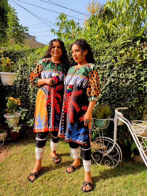 Multi-coloured Digital Printed Cotton Stitched Co-Ord Set