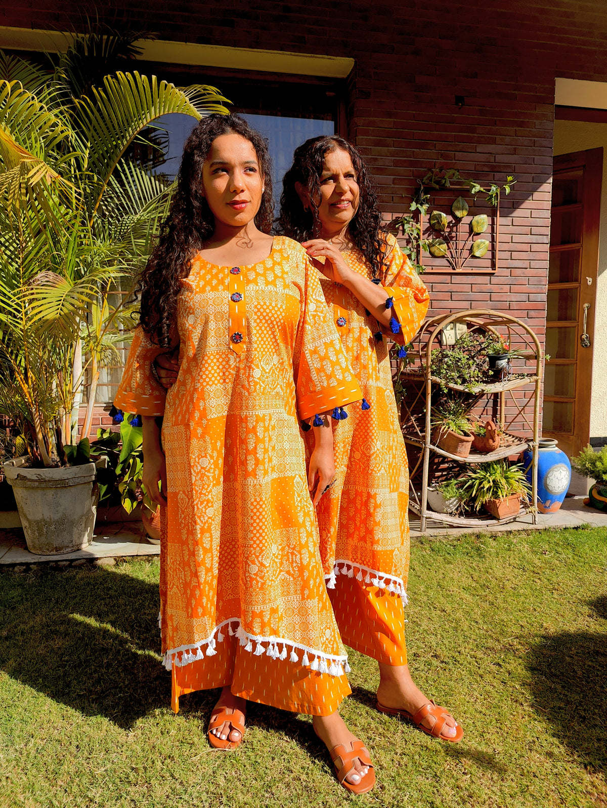 Yellow Blockwork Mirror Cotton Stitched Co-Ord Set