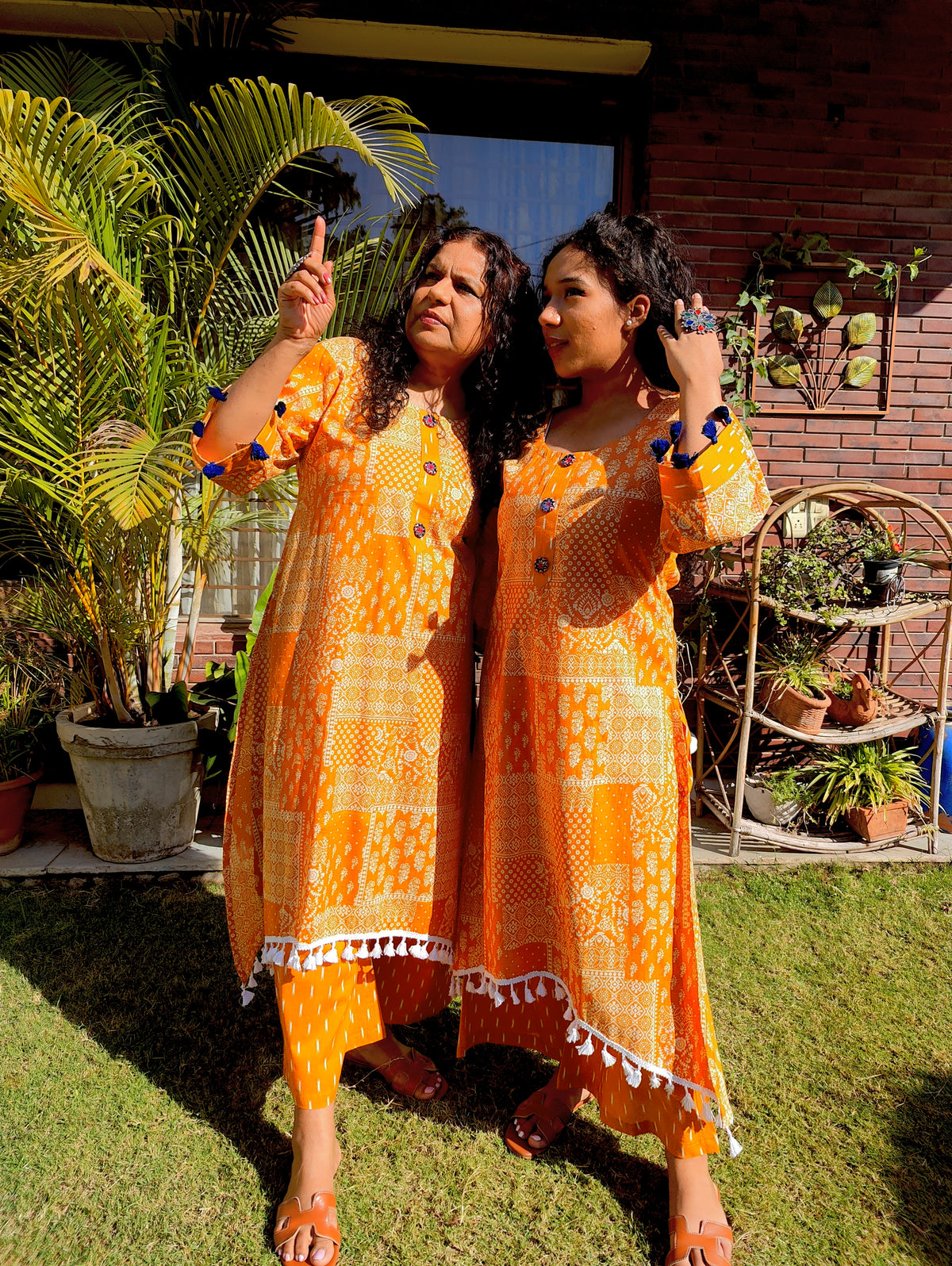Yellow Blockwork Mirror Cotton Stitched Co-Ord Set