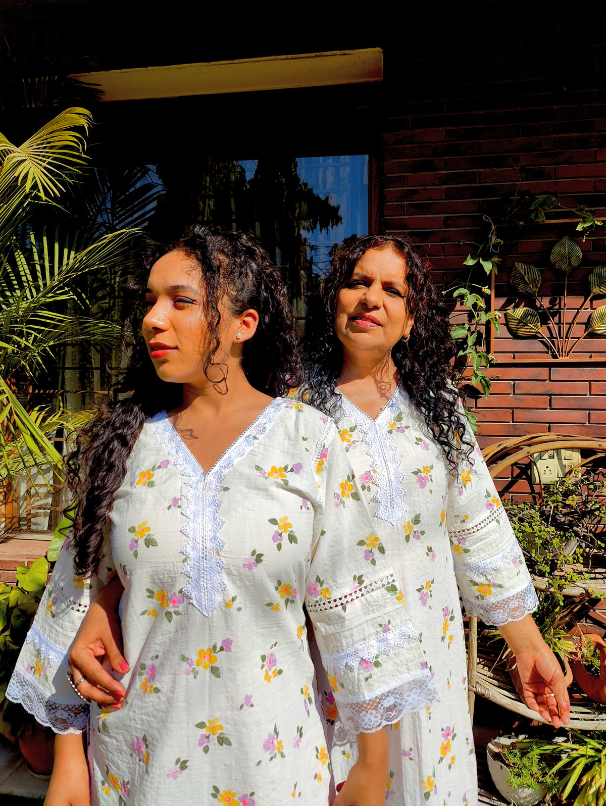 White Handblock Floral Cotton Stitched Co-Ord Set