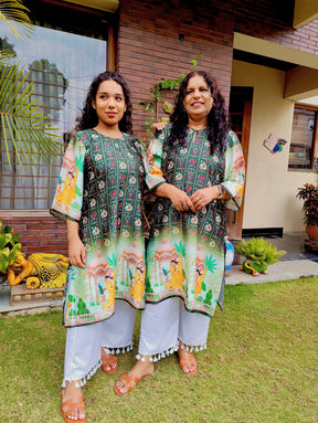 Green Digital Printed Muslin Silk Stitched Co-Ord Set