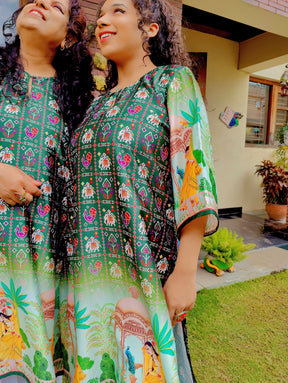 Green Digital Printed Muslin Silk Stitched Co-Ord Set