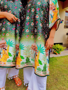 Green Digital Printed Muslin Silk Stitched Co-Ord Set