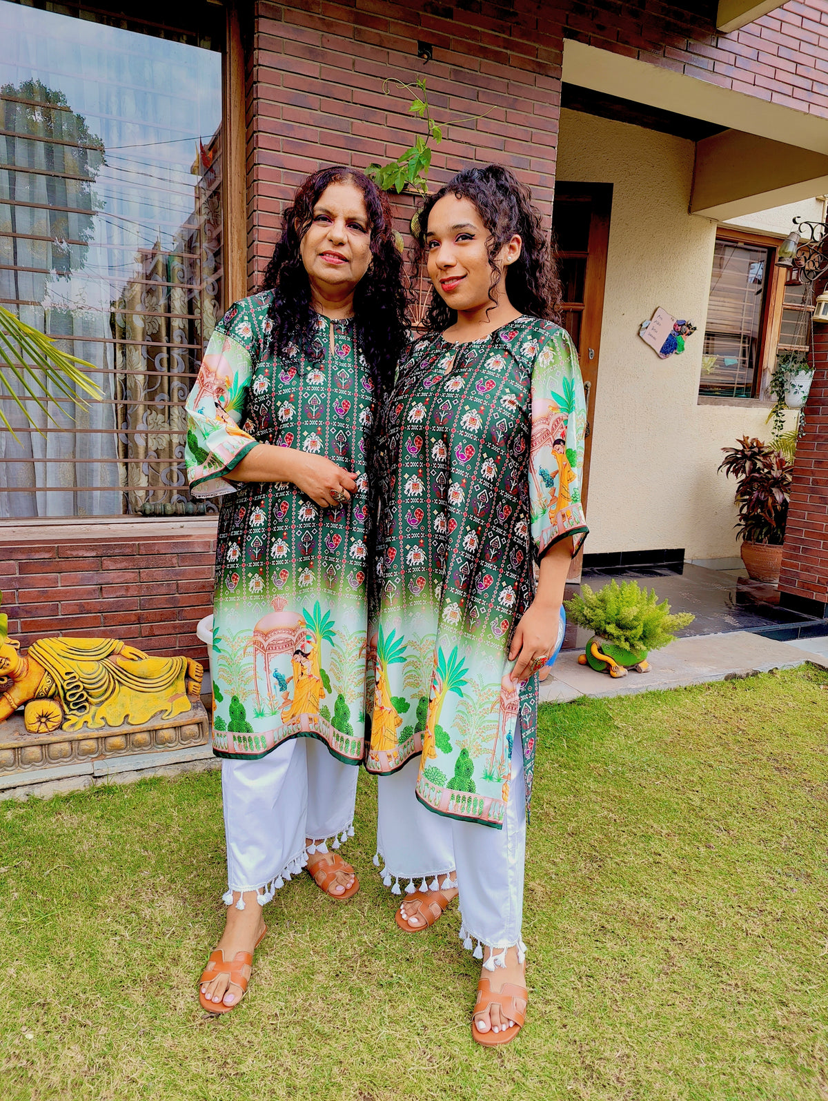 Green Digital Printed Muslin Silk Stitched Co-Ord Set