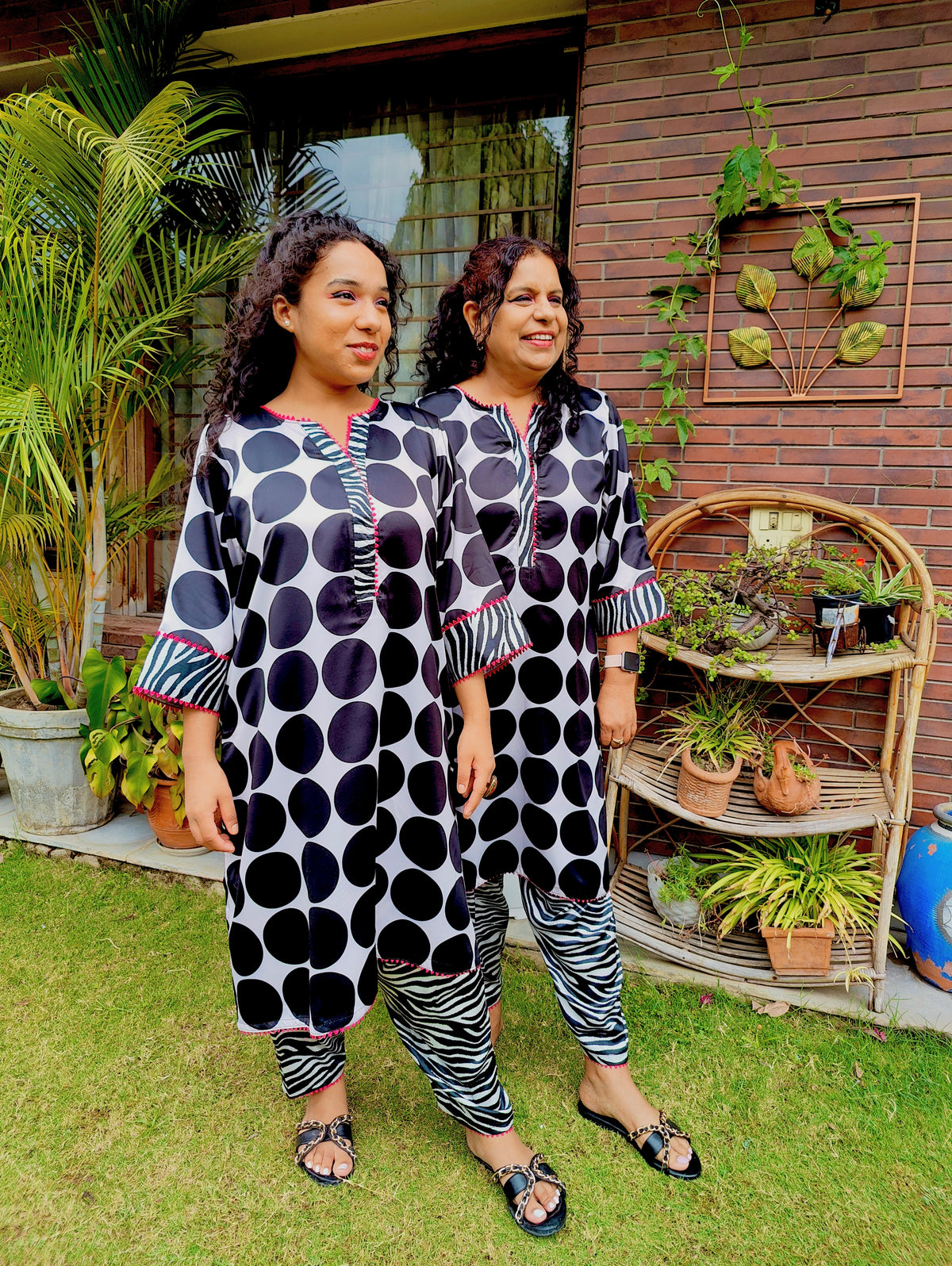 Black Polka Dot Satin Silk Stitched Co-Ord Set