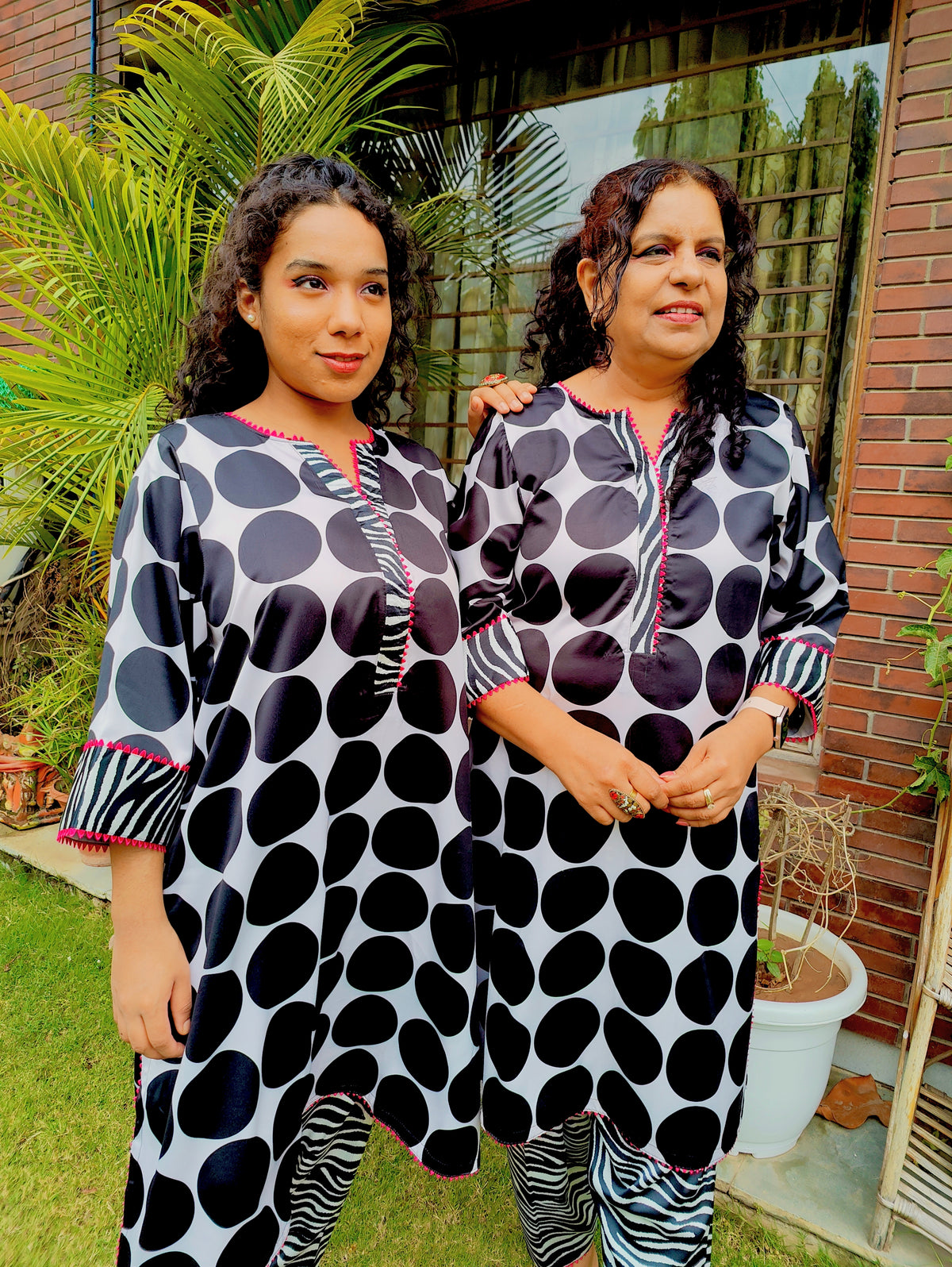 Black Polka Dot Satin Silk Stitched Co-Ord Set