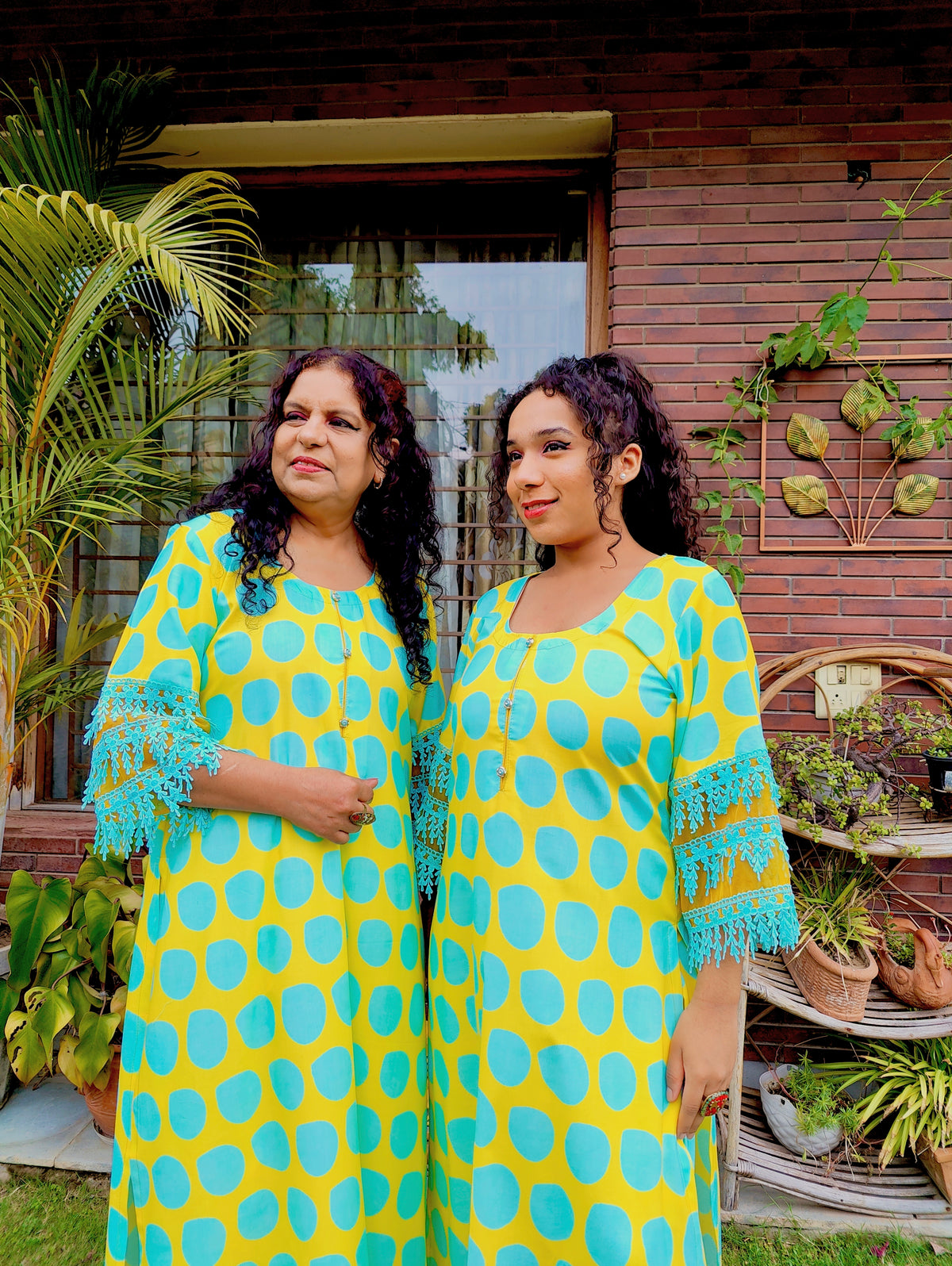 Lime Green Polka Dot Cotton Stitched Co-Ord Set