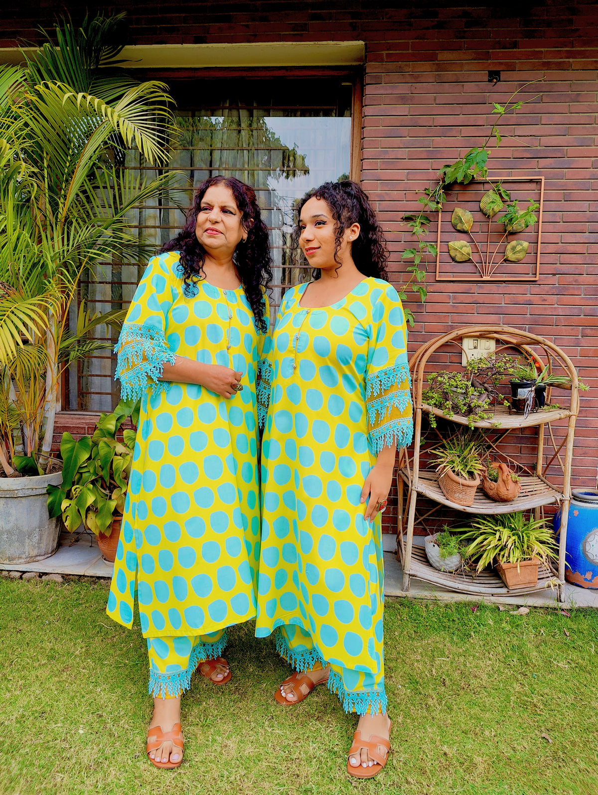 Lime Green Polka Dot Cotton Stitched Co-Ord Set