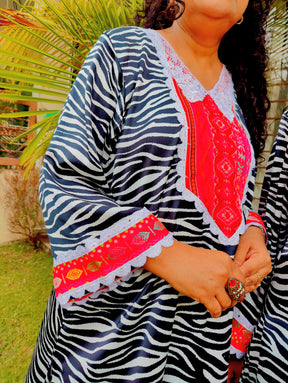 Black and White Embroidered Satin Silk Stitched Co-Ord Set