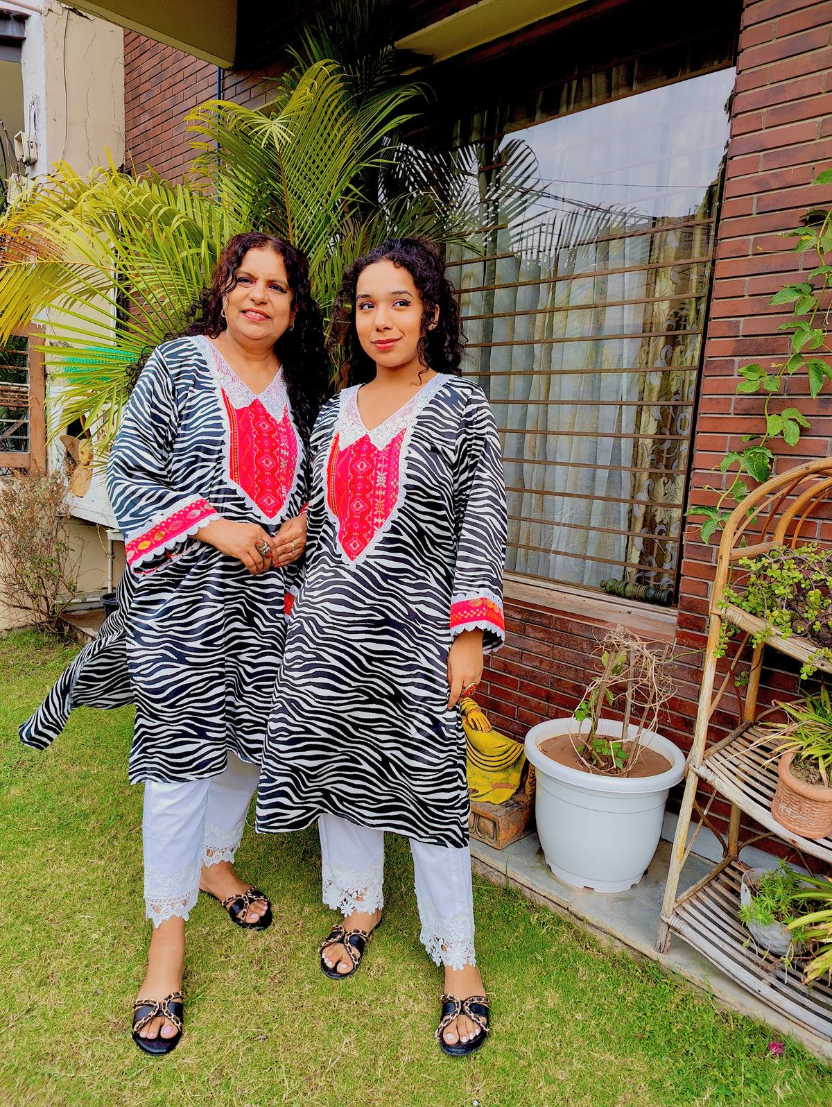Black and White Embroidered Satin Silk Stitched Co-Ord Set