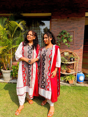 Maroon Ajrakh Cotton Stitched Suit Set
