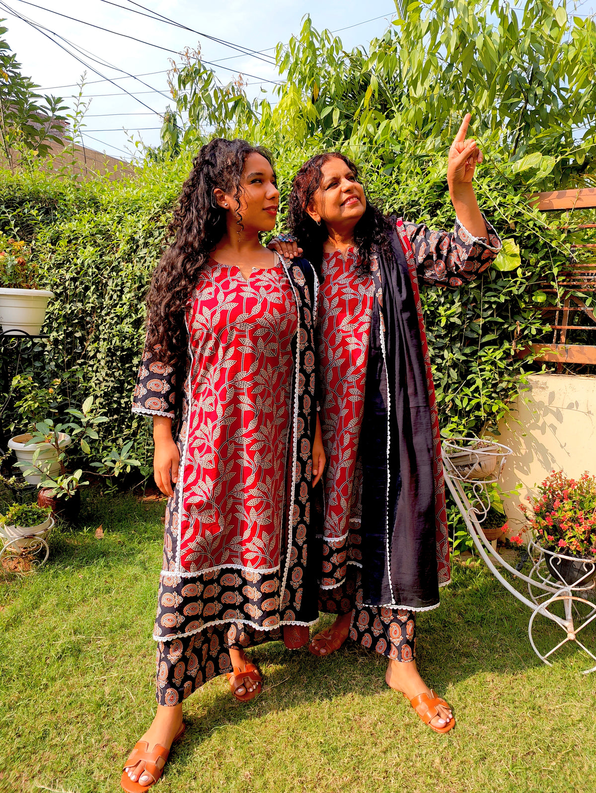 Maroon and Black Ajrakh Cotton Stitched Suit Set