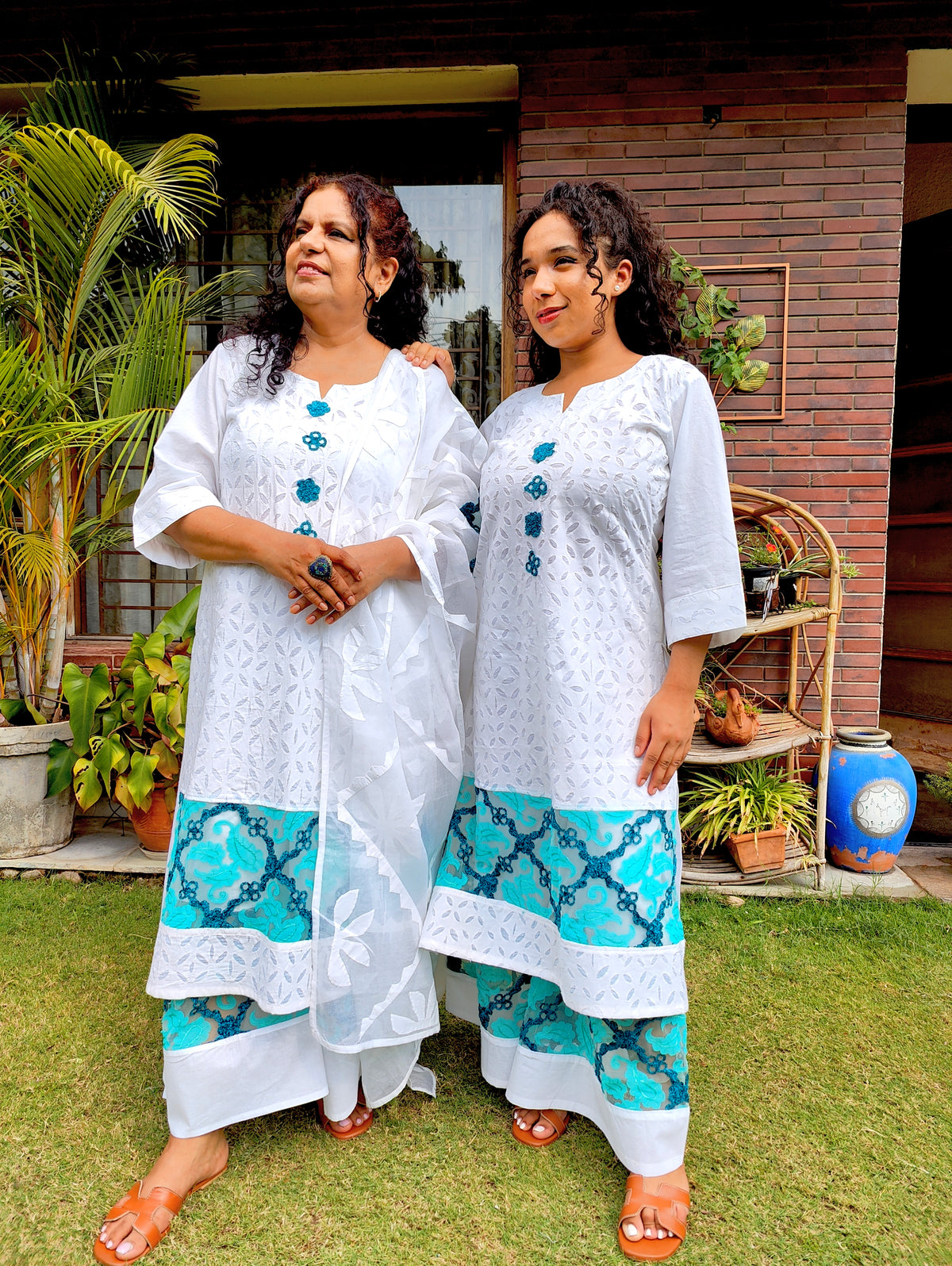 White Sindh Craft Embroidered Lace Stitched Suit Set