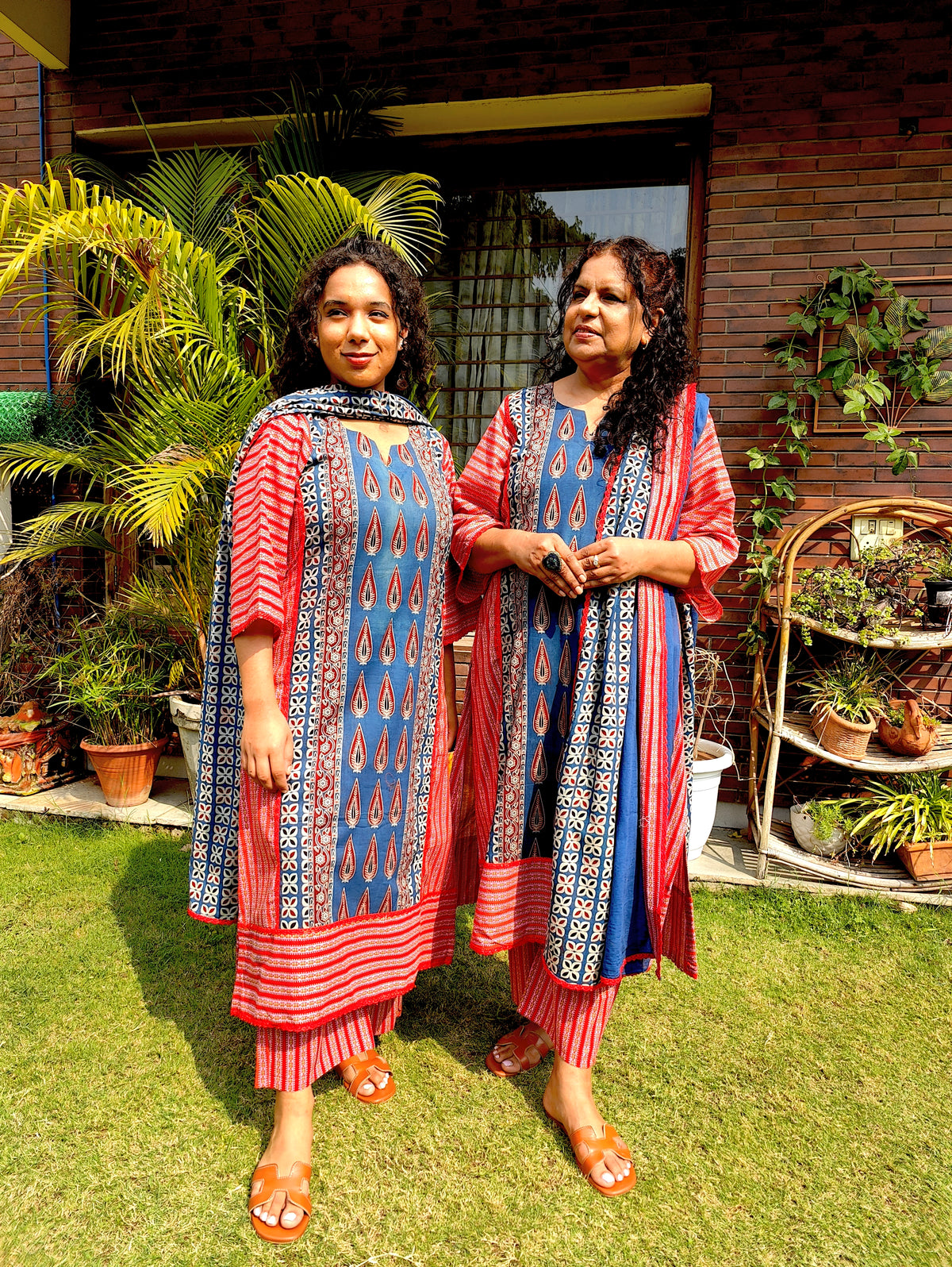 Blue Ajrakh Paisley Cotton Stitched Suit Set