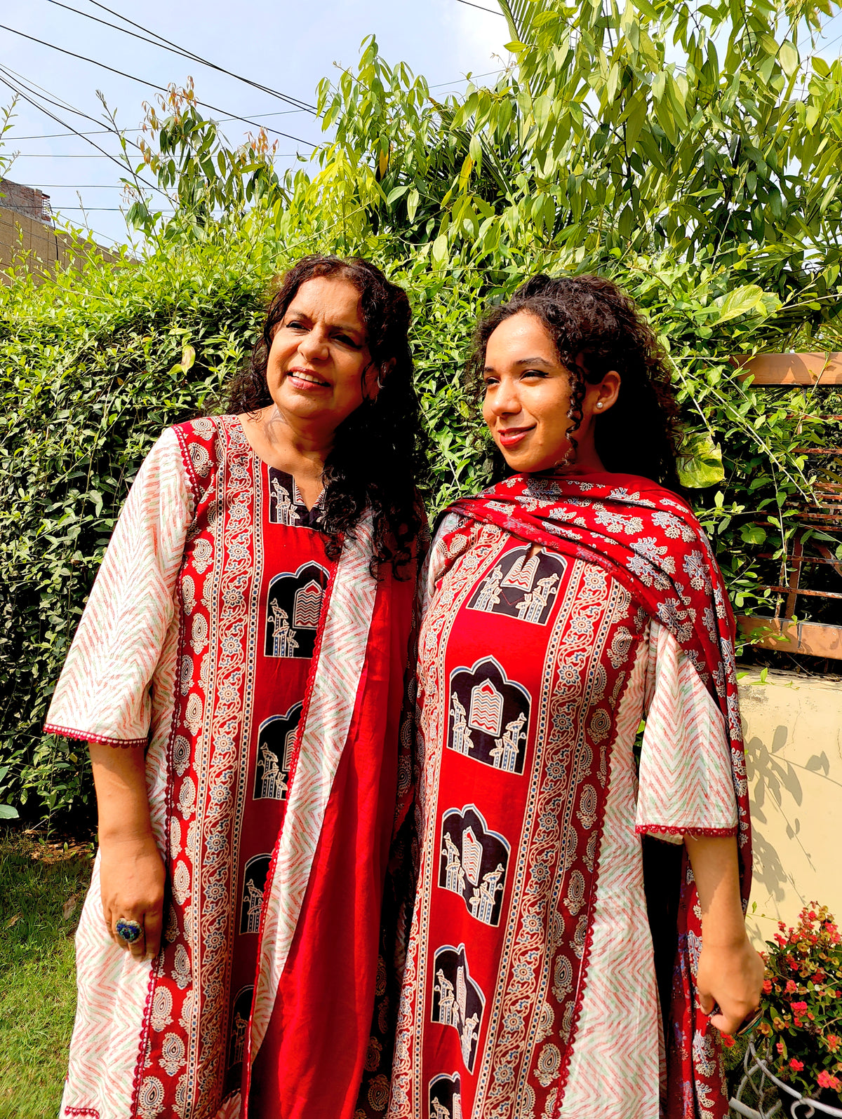 Maroon Ajrakh Cotton Stitched Suit Set