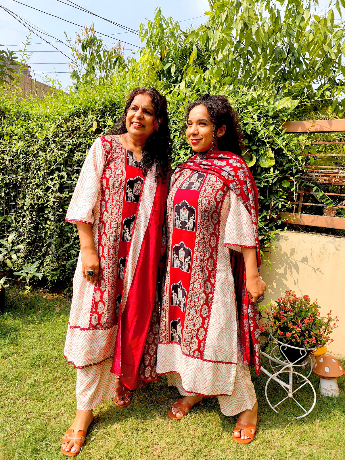 Maroon Ajrakh Cotton Stitched Suit Set