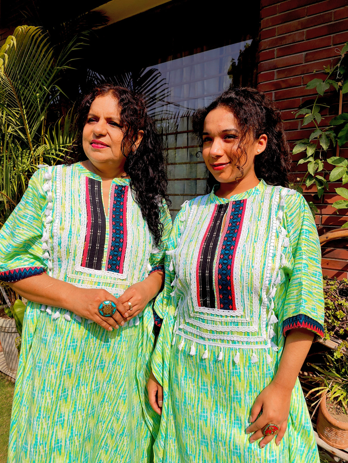 Lime Green Tie Dye Embroidered Cotton Stitched Co-Ord Set
