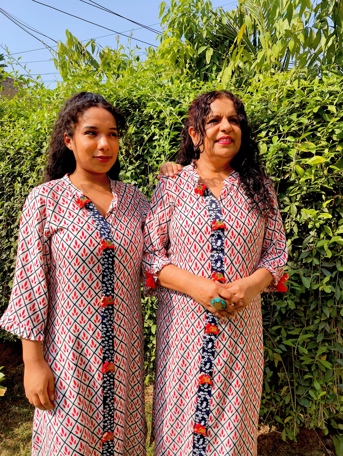 White and Red Cotton Stitched Co-Ord Set