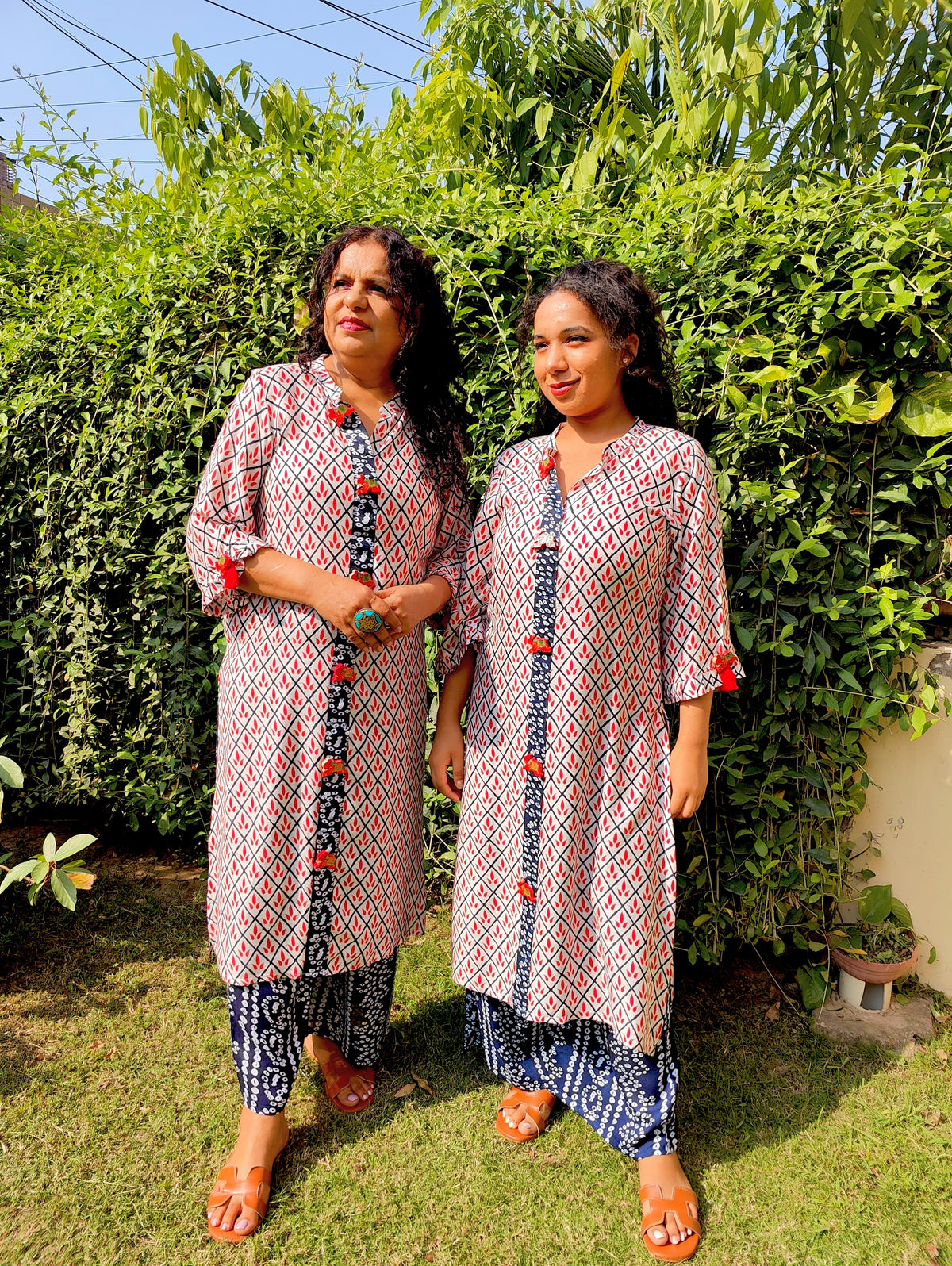 White and Red Cotton Stitched Co-Ord Set