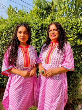 Pink Tie Dye Embroidered Cotton Stitched Co-Ord Set
