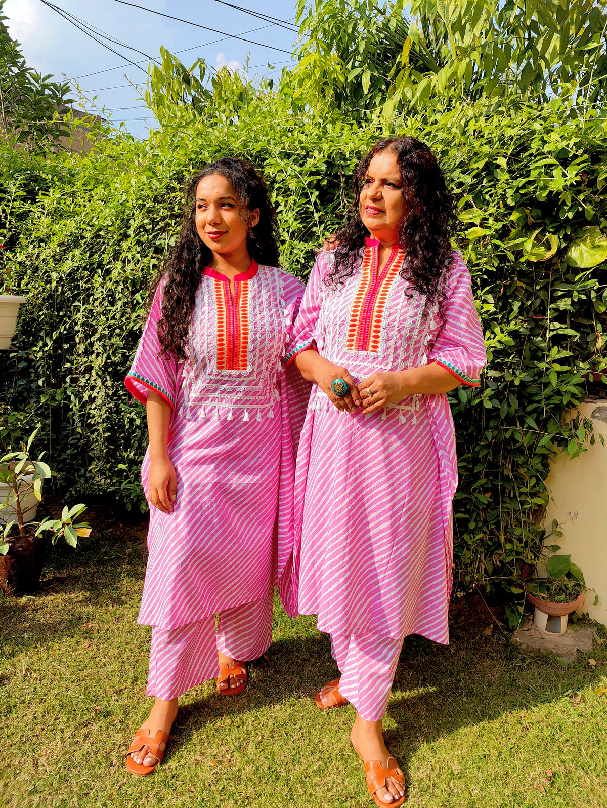 Pink Tie Dye Embroidered Cotton Stitched Co-Ord Set