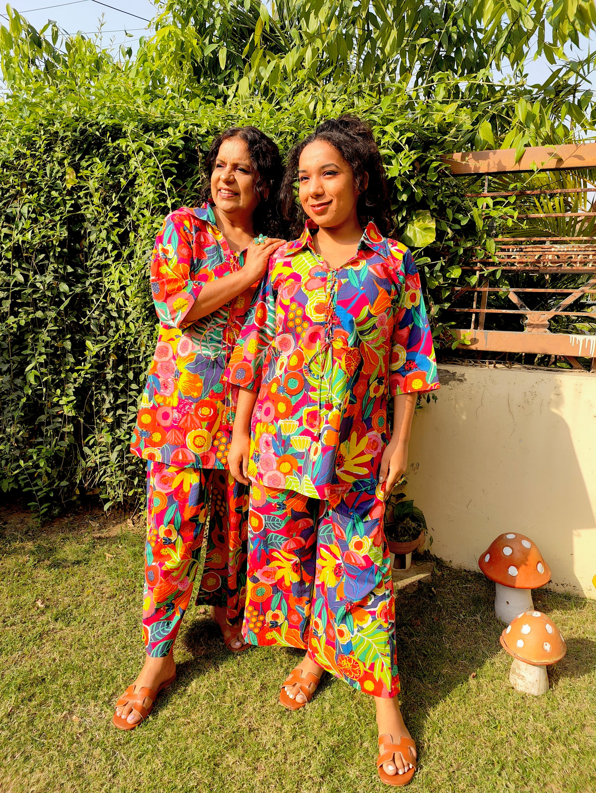 Multi Coloured Digital Printed Cotton Stitched Co-Ord Set