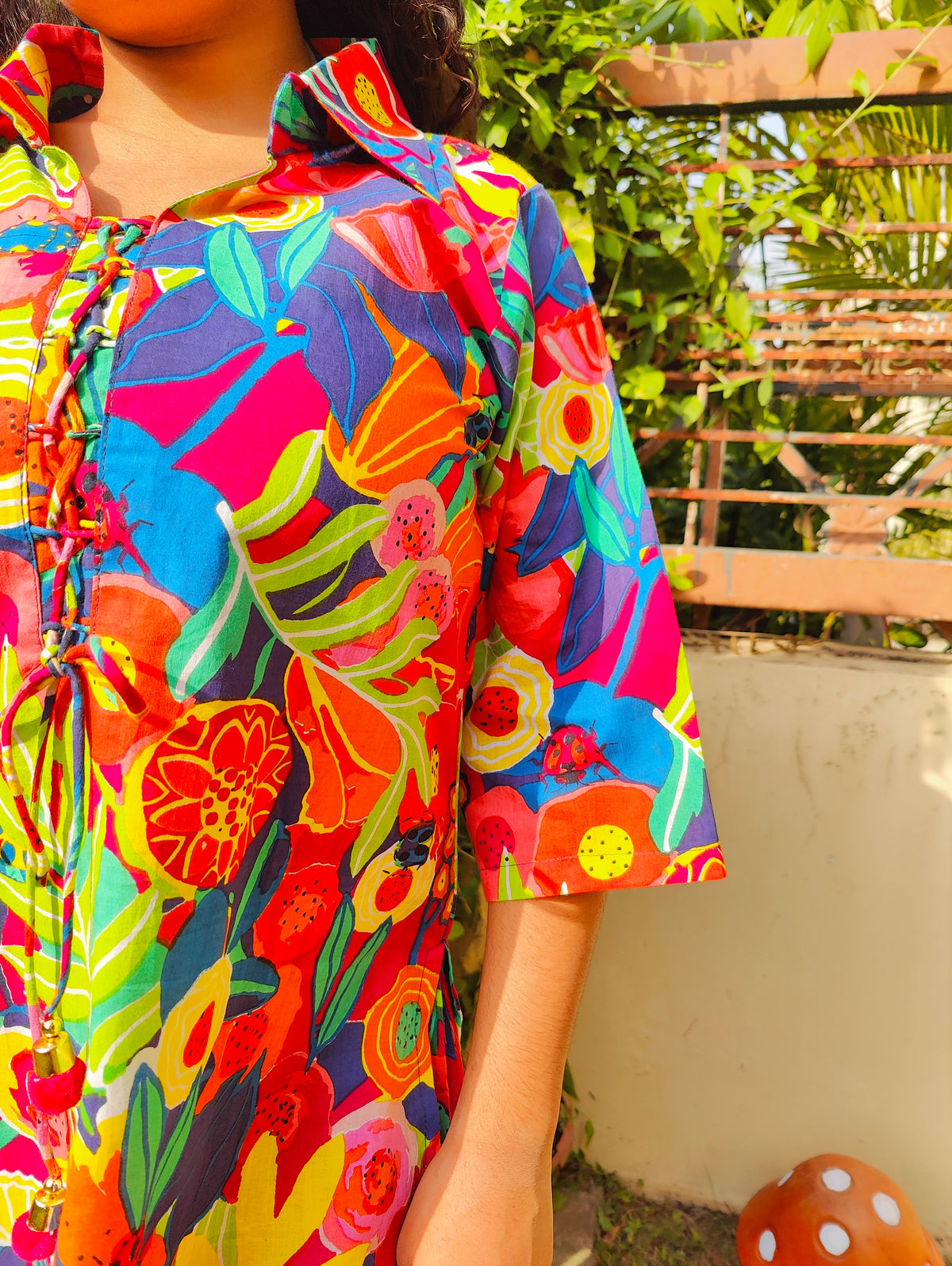 Multi Coloured Digital Printed Cotton Stitched Co-Ord Set