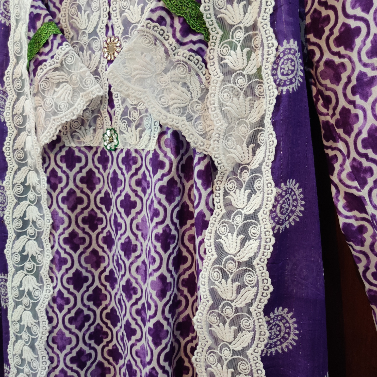 Purple and white Digital Printed Cotton Stitched Suit Set - Mom & You Clothing