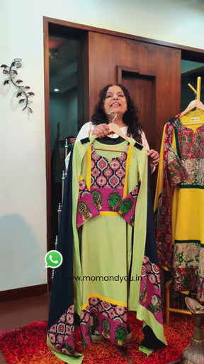 Green Kalamkari Cotton Stitched Suit Set