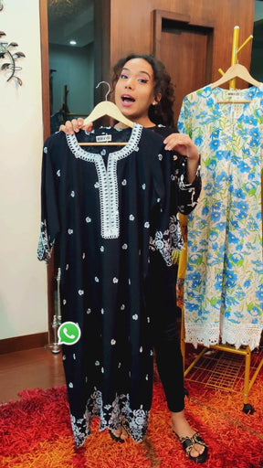 Black Embroidered Cotton Stitched Co-Ord Set