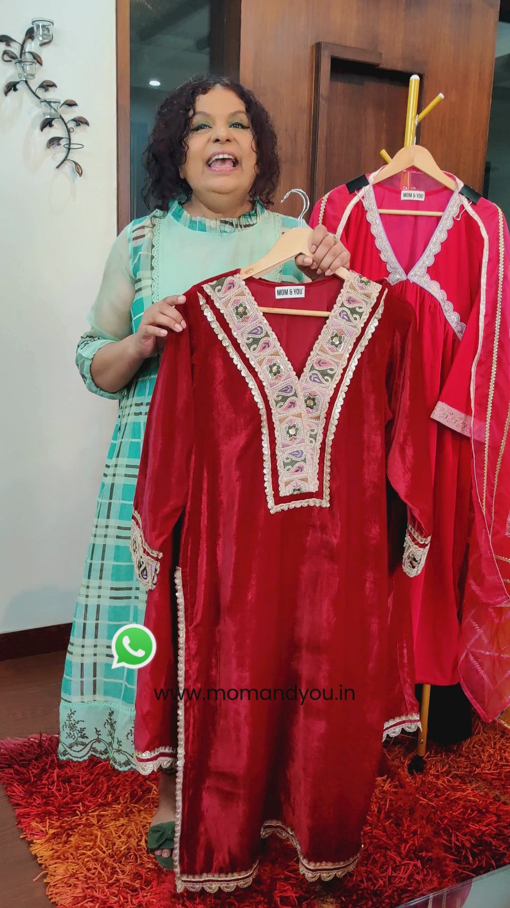 Maroon Velvet Multi Colour Gota Stitched Co-Ord Set